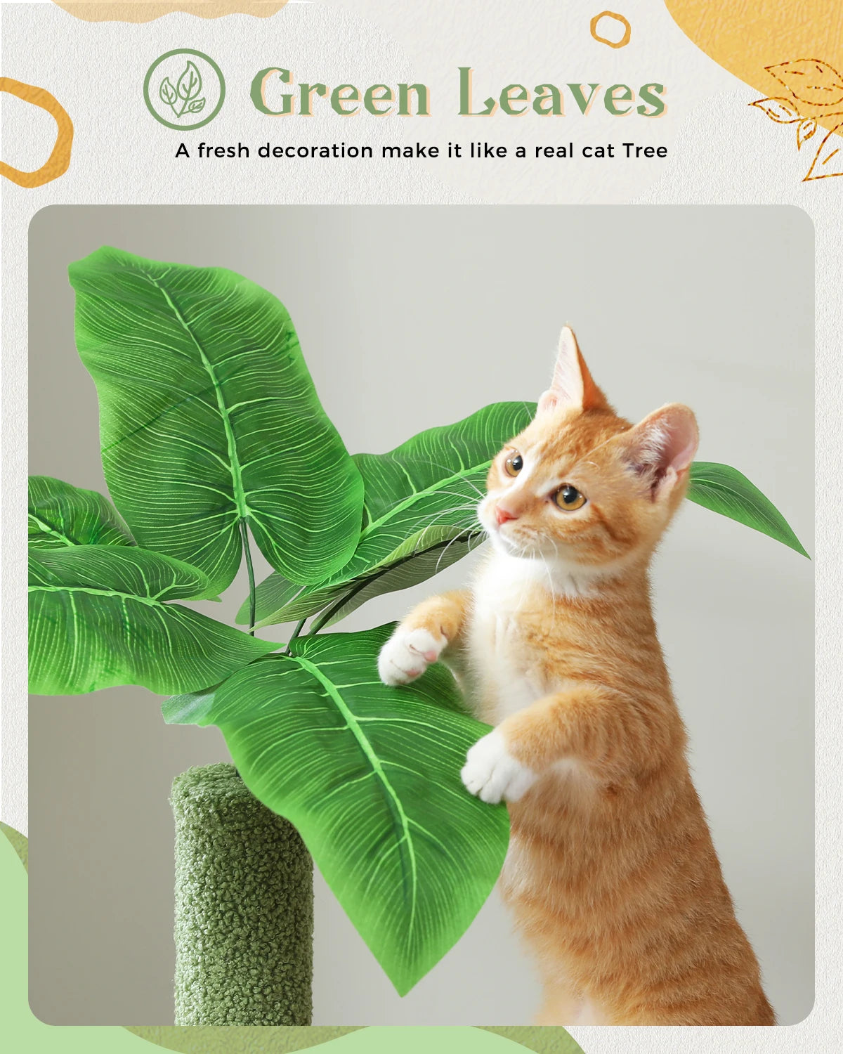 Multi-Level Cat Tree for Indoor Cats, Large Condo, Sisal Scratching Posts, Hammock & Perch, Fresh Cactus Design, Sturdy