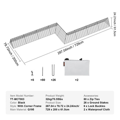 Chicken Tunnels 157.5 x 39.4 x 24.2 in(LxWxH)