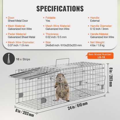 SucceBuy Live Animal Cage Trap Humane Cat Rodent Control