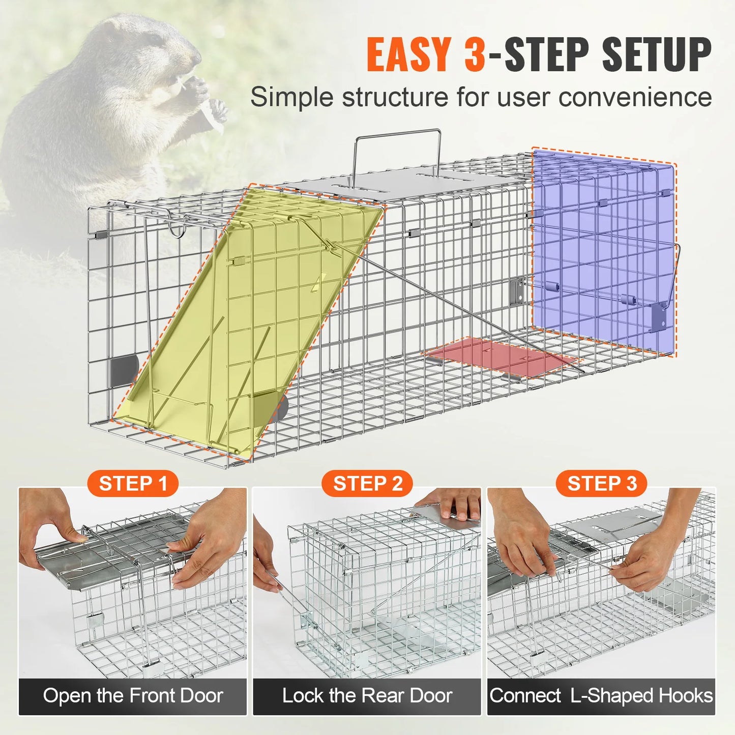 SucceBuy Live Animal Cage Trap Humane Cat Rodent Control