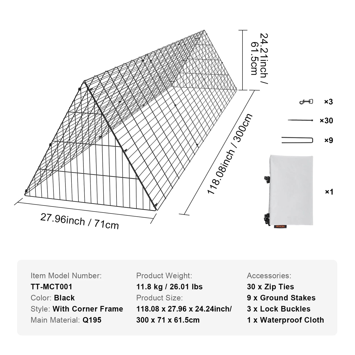 Chicken Tunnels 157.5 x 39.4 x 24.2 in(LxWxH)