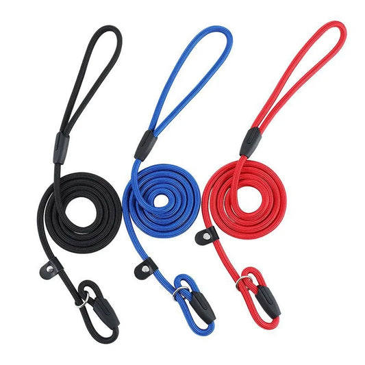 Dog Collar Dog Leash Slip Rope Lead Leash Heavy Duty Braided Rope Adjustable Loop Collar Training Leashes for Medium Large Dogs