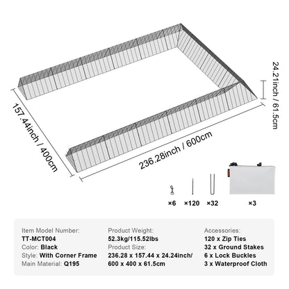 Chicken Tunnels 157.5 x 39.4 x 24.2 in(LxWxH)