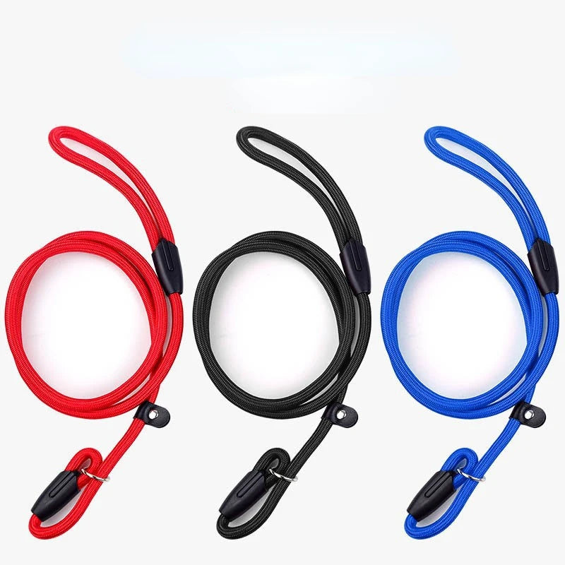 Dog Collar Dog Leash Slip Rope Lead Leash Heavy Duty Braided Rope Adjustable Loop Collar Training Leashes for Medium Large Dogs