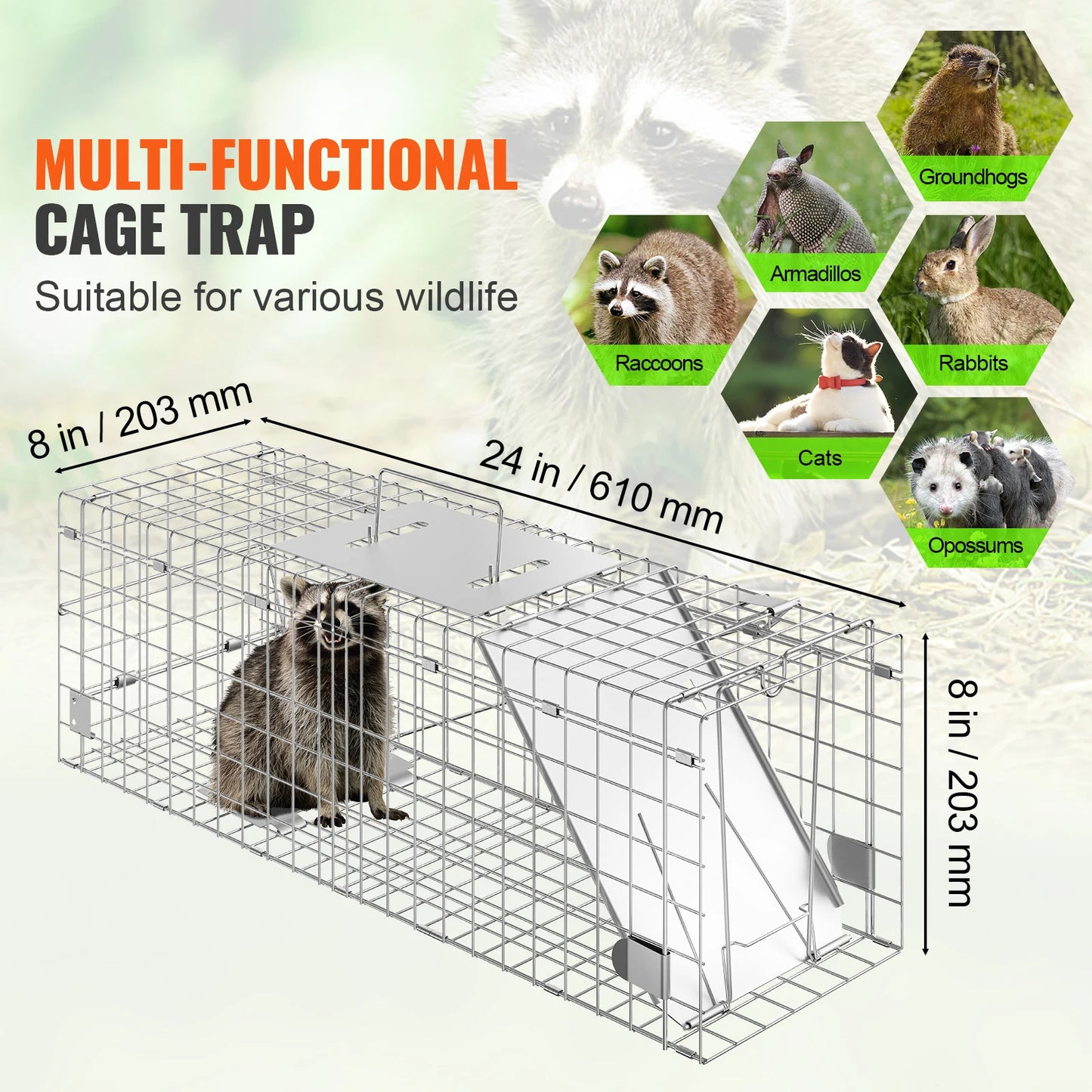 SucceBuy Live Animal Cage Trap Humane Cat Rodent Control