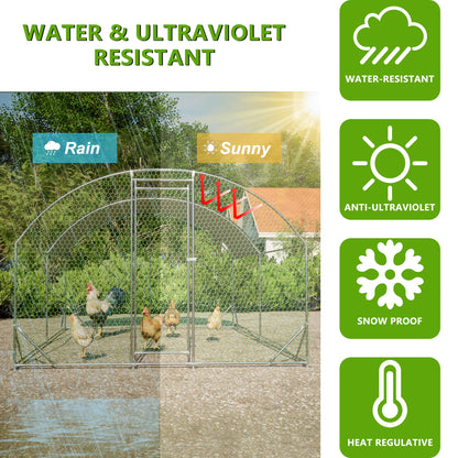 LZBEITEM Large Chicken Coop Metal Chicken Run with Waterproof and Anti-UV Cover, Dome Shaped Walk-in Fence Cage Hen House